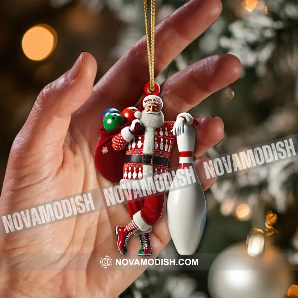 Custom Name Bowling Santa Ornament Lover Christmas Gift