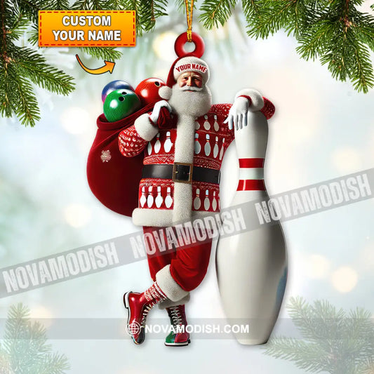 Custom Name Bowling Santa Ornament Lover Christmas Gift