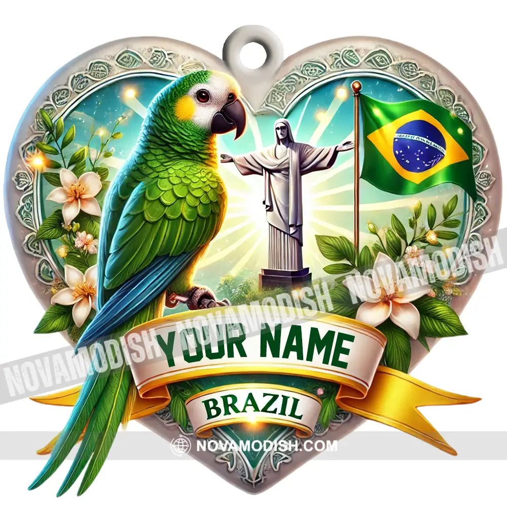 Custom Name Brazil Ornament Christmas Gift For Lover 3.54’’ / 1