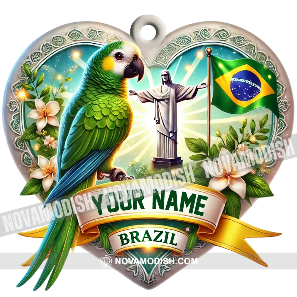 Custom Name Brazil Ornament Christmas Gift For Lover 3.54’’ / 1