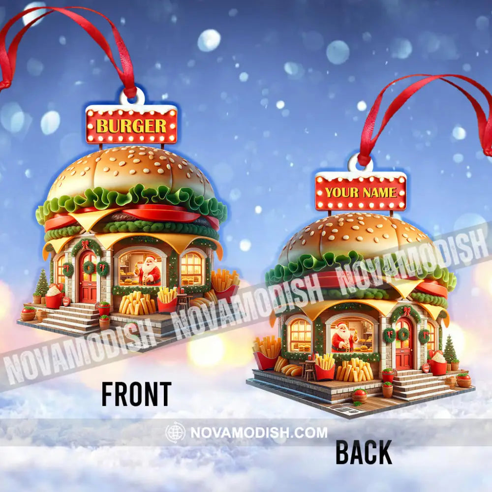 Custom Name Burger Ornament Lover Christmas Gift