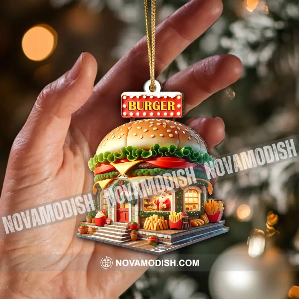 Custom Name Burger Ornament Lover Christmas Gift 3.54’’ / 1