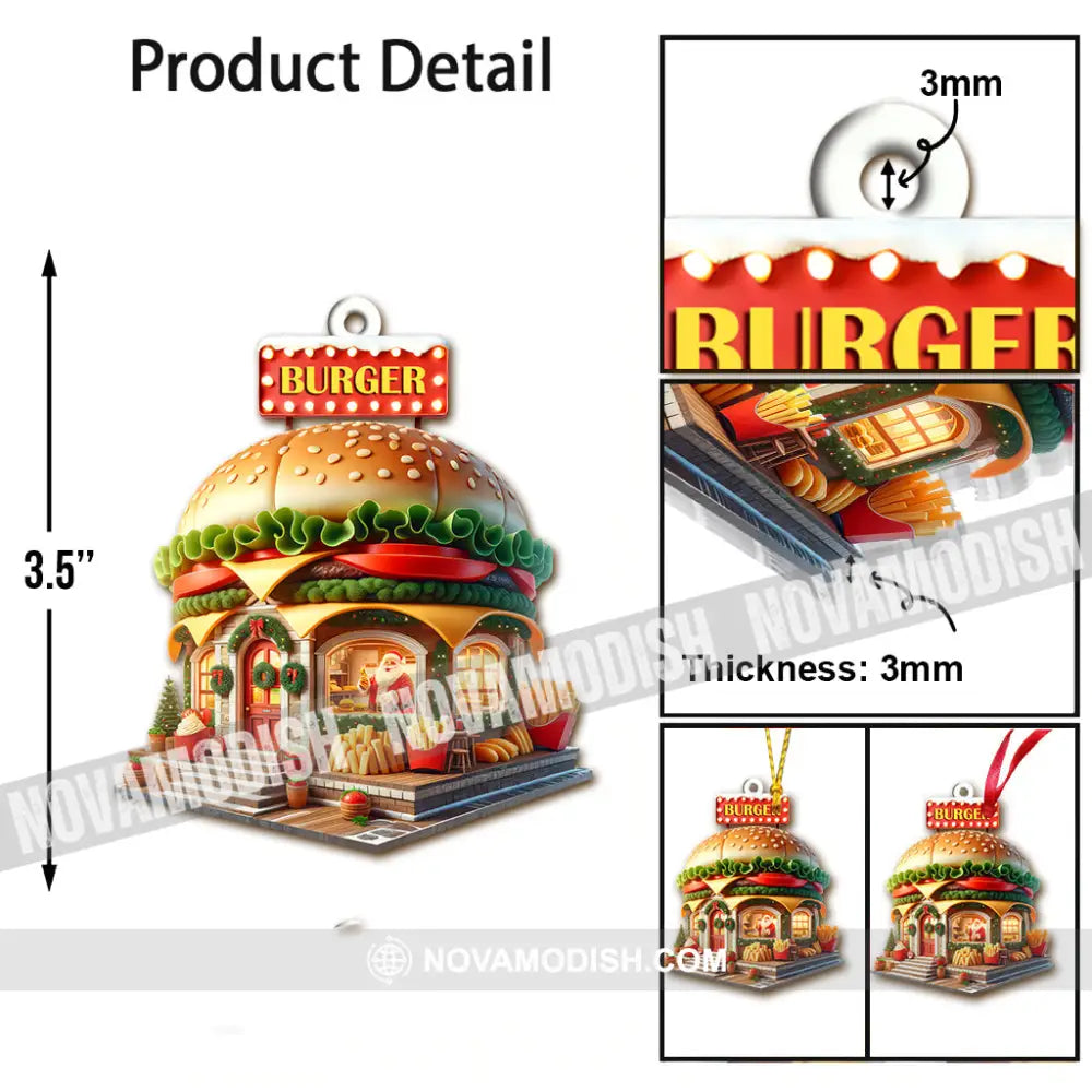 Custom Name Burger Ornament Lover Christmas Gift