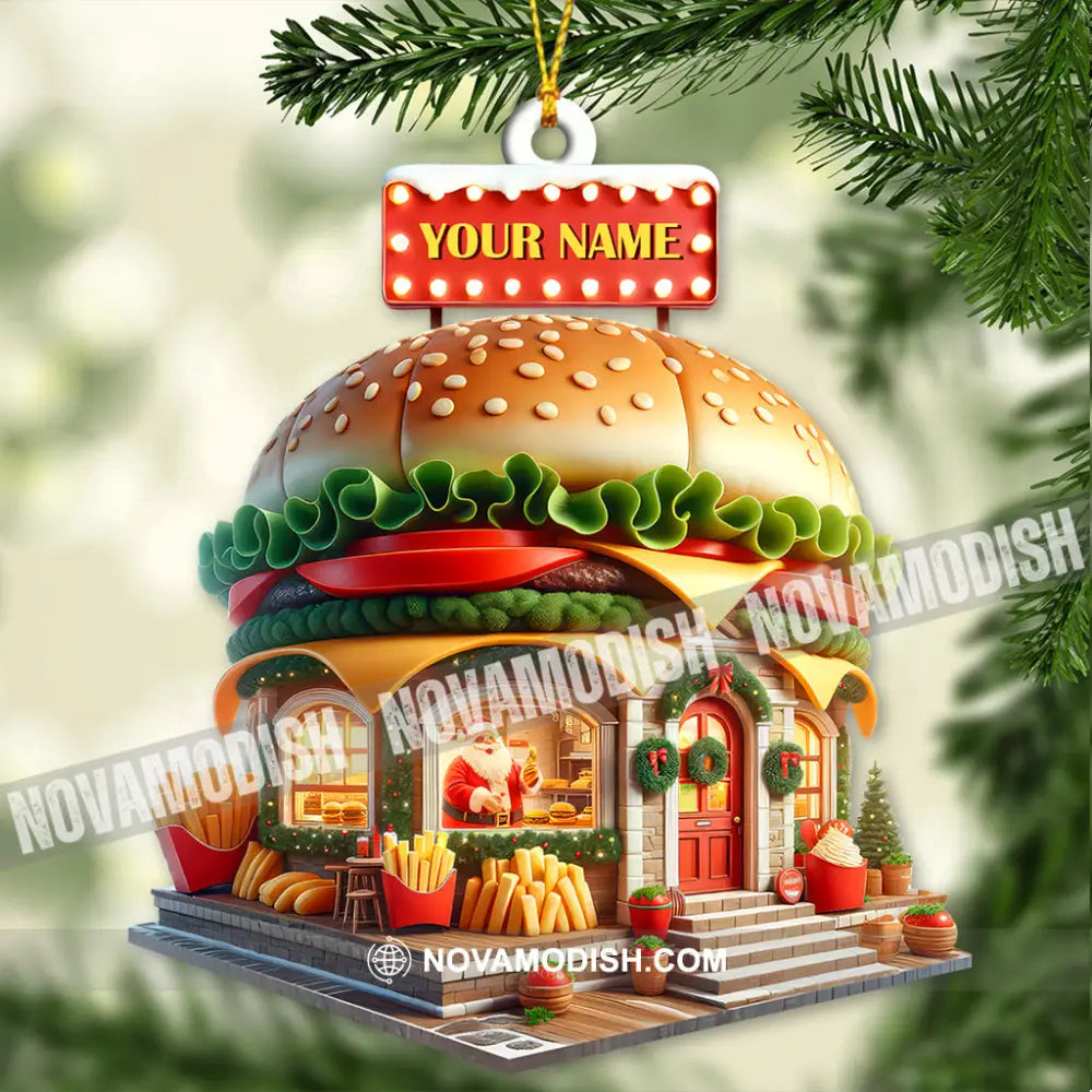 Custom Name Burger Ornament Lover Christmas Gift