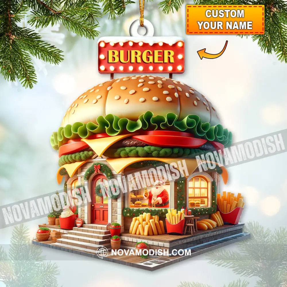 Custom Name Burger Ornament Lover Christmas Gift