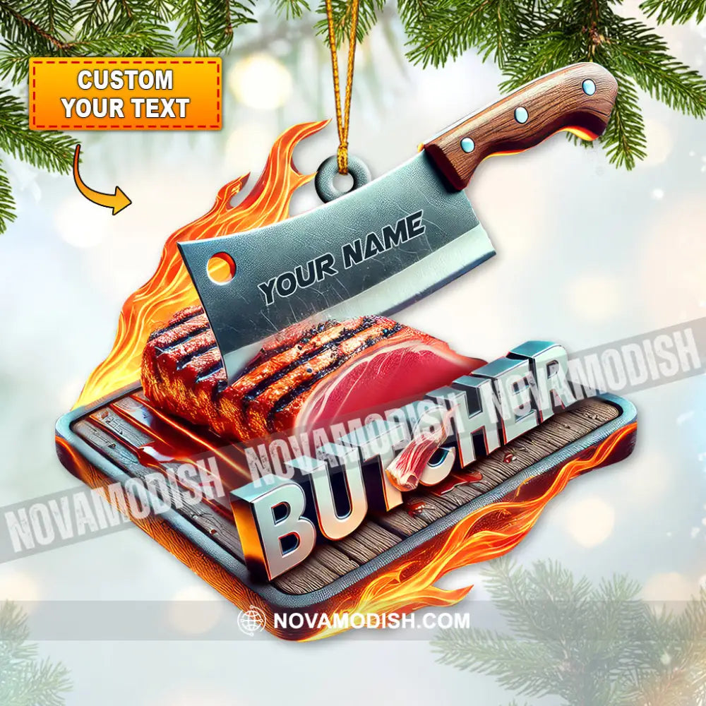 Custom Name Butcher Ornament Christmas Gift