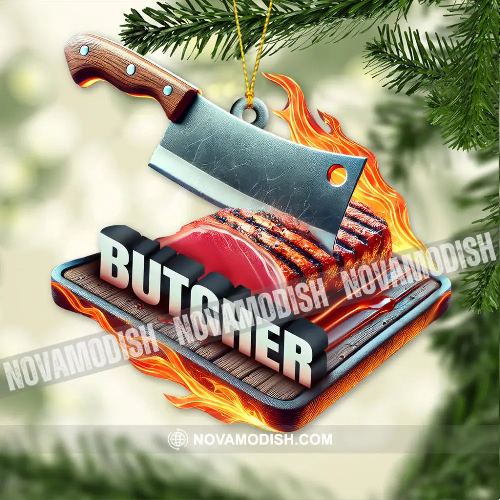 Custom Name Butcher Ornament Christmas Gift 3.54’’ / 1