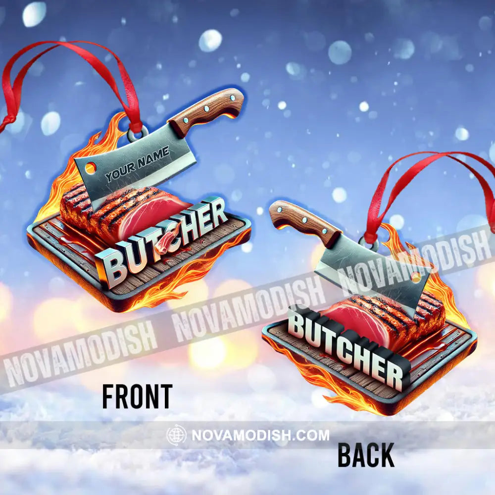 Custom Name Butcher Ornament Christmas Gift - Ornament