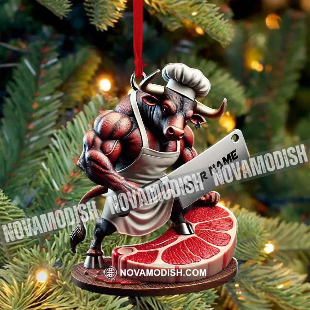 Custom Name Butcher Ornament Shop Christmas Gift Decoration