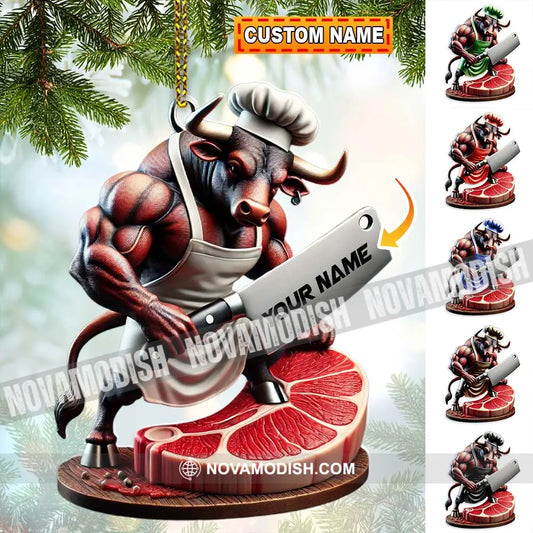 Custom Name Butcher Ornament Shop Christmas Gift Decoration