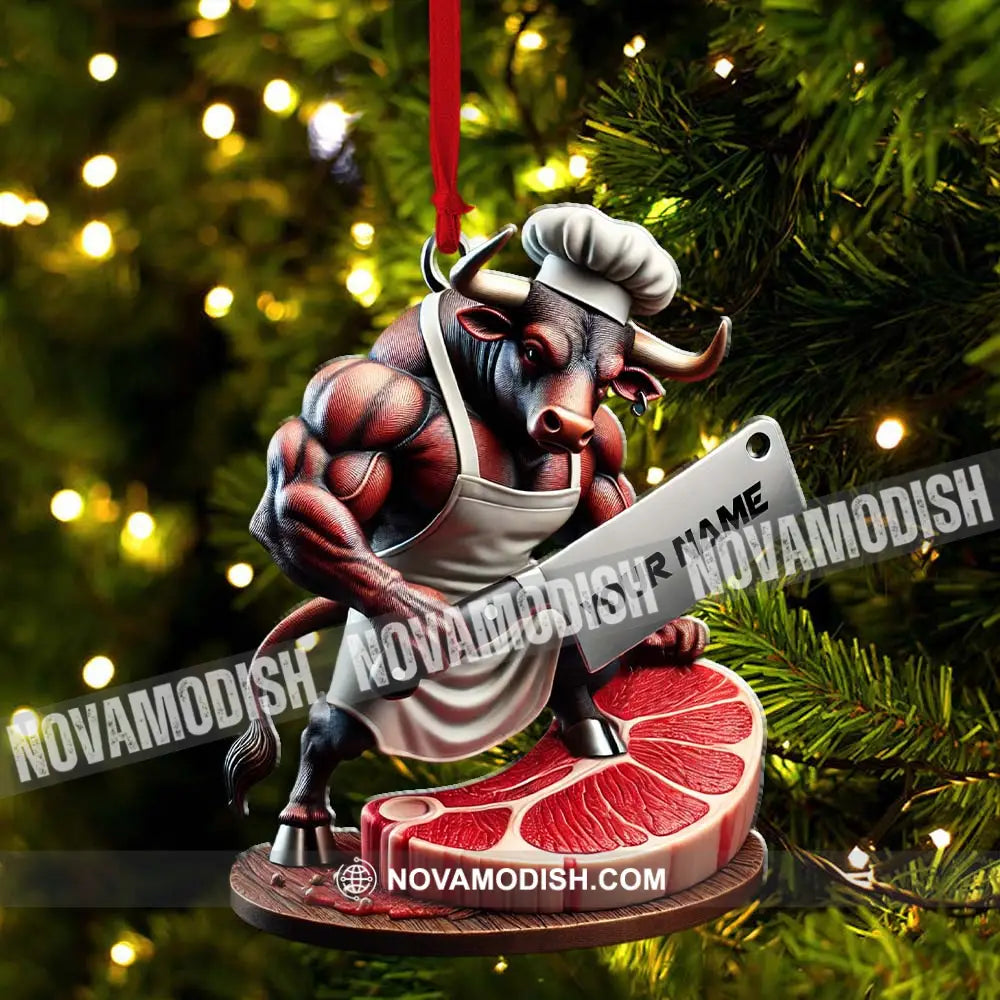 Custom Name Butcher Ornament Shop Christmas Gift Decoration