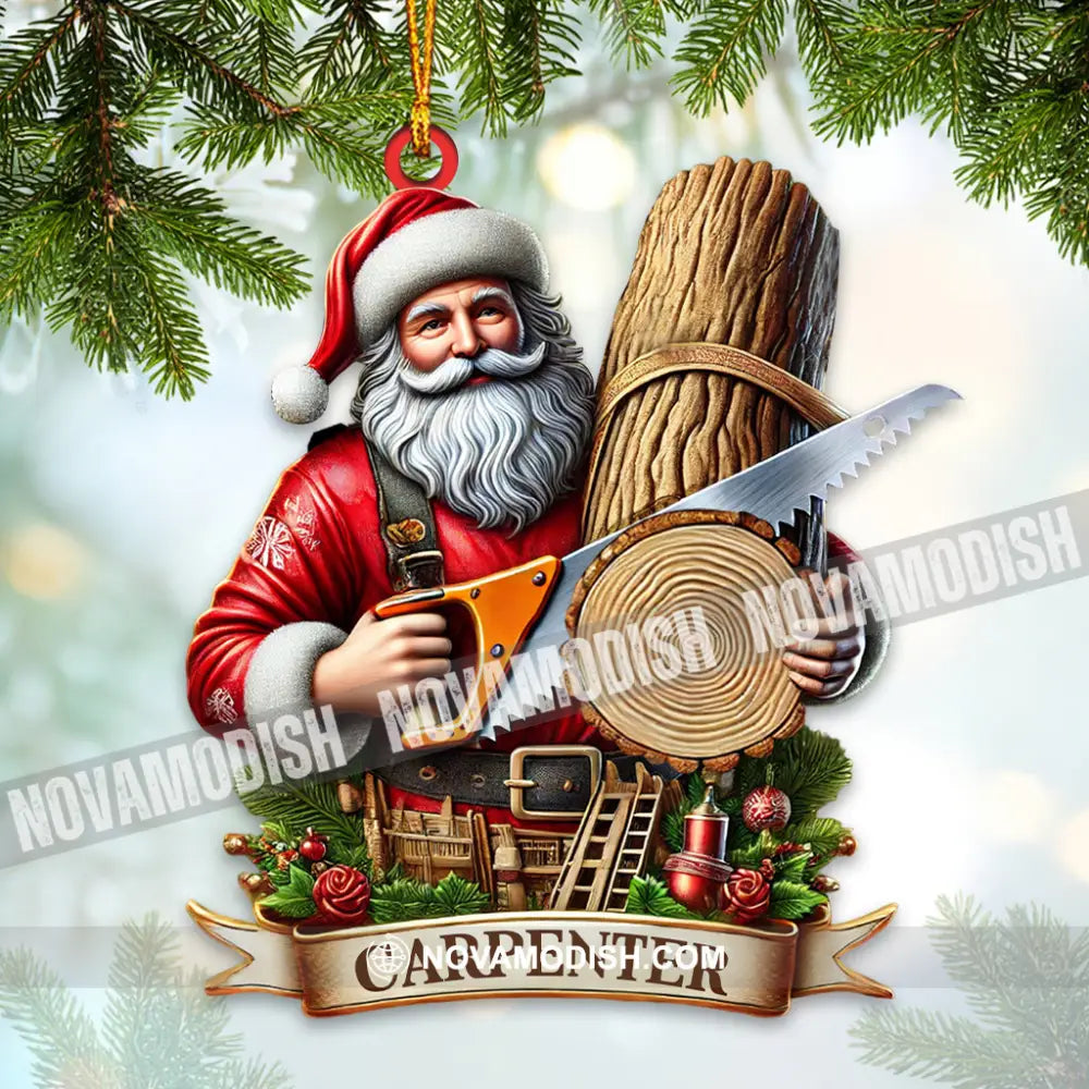 Custom Name Carpenter Santa Ornament Christmas Gift 3.54’’ / 1