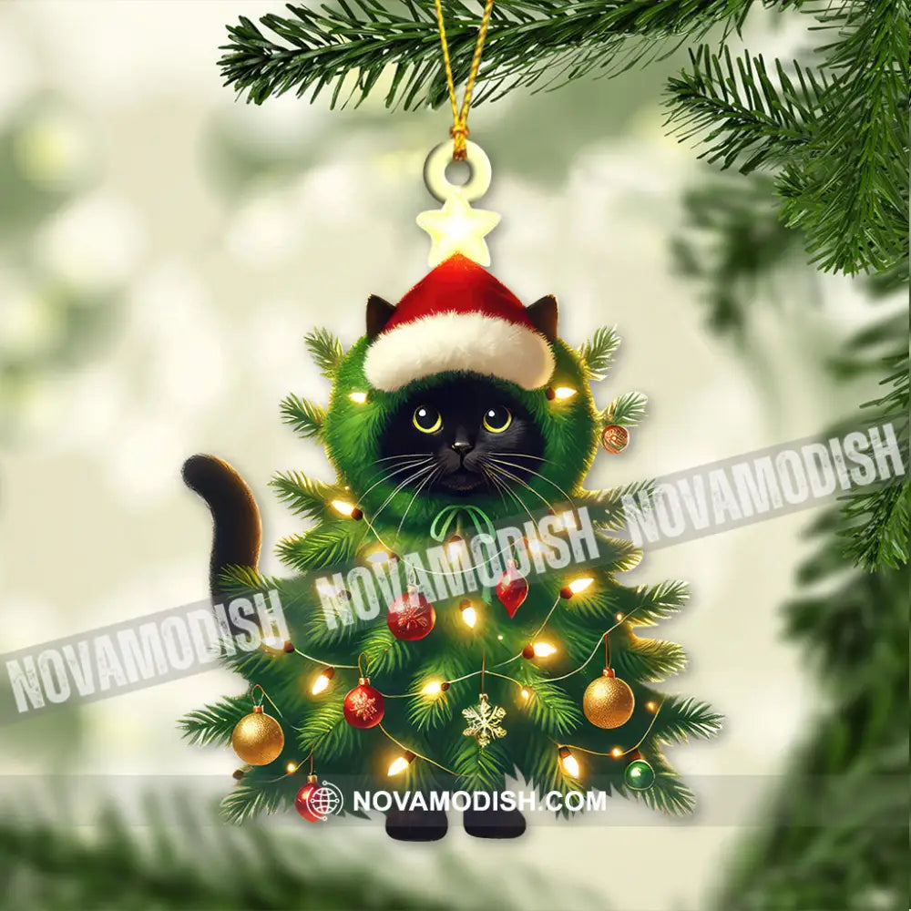 Custom Name Cat Christmas Tree Ornament Gift 3.54’’ / 1