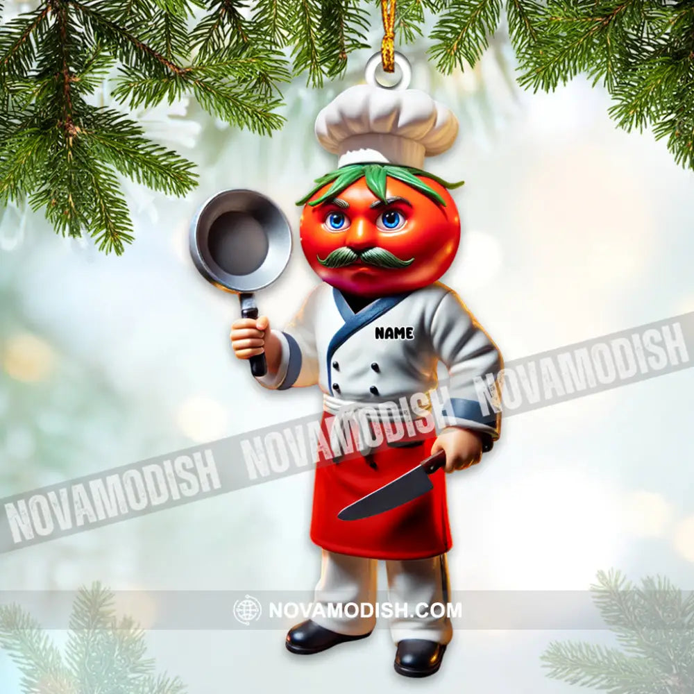 Custom Name Chef Ornament Christmas Gift For Cooking Lover