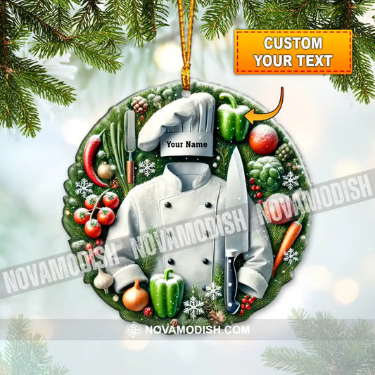 Custom Name Chef Ornament Christmas Gift For Cooking Lover