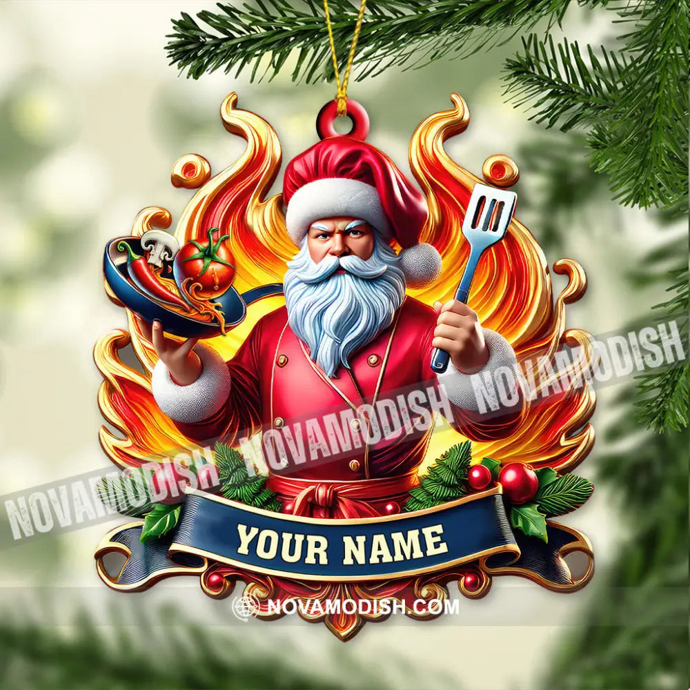 Custom Name Chef Ornament Christmas Gift For Cooking Lover 3.54’’ / 1