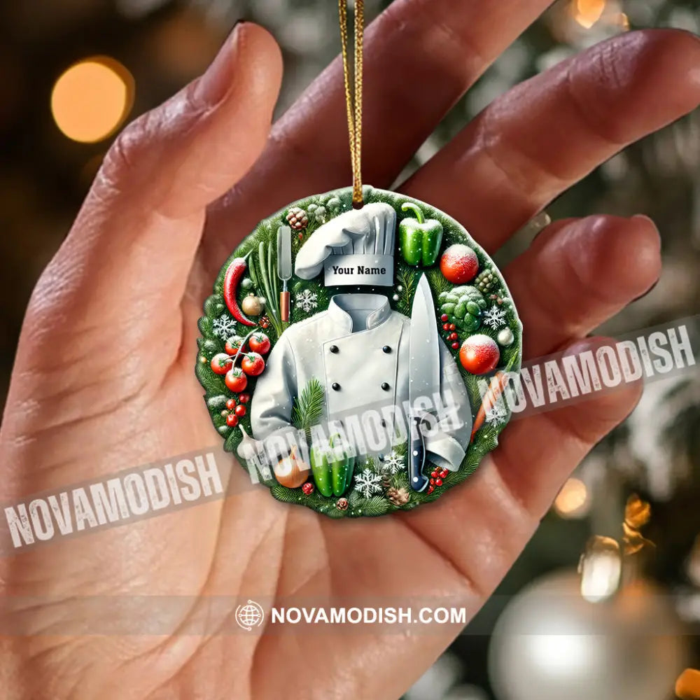 Custom Name Chef Ornament Christmas Gift For Cooking Lover 3.54’’ / 1