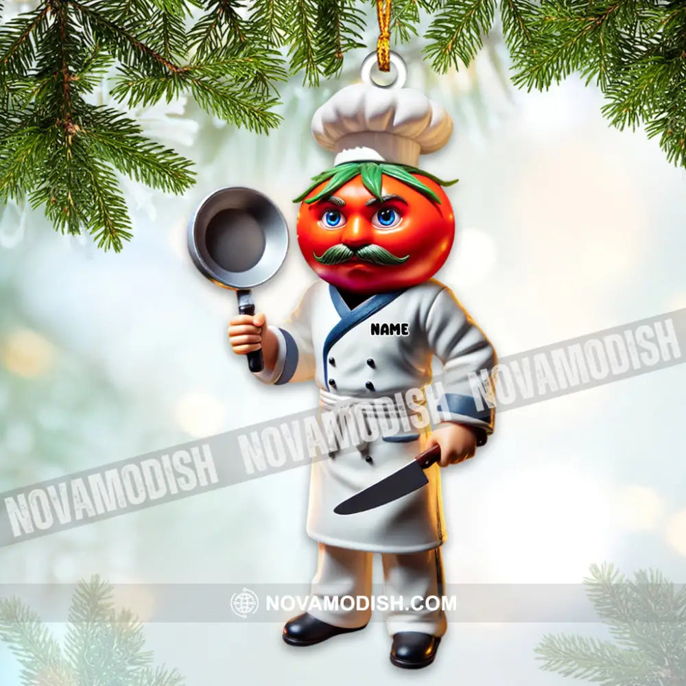 Custom Name Chef Ornament Christmas Gift For Cooking Lover 3.54’’ / 1