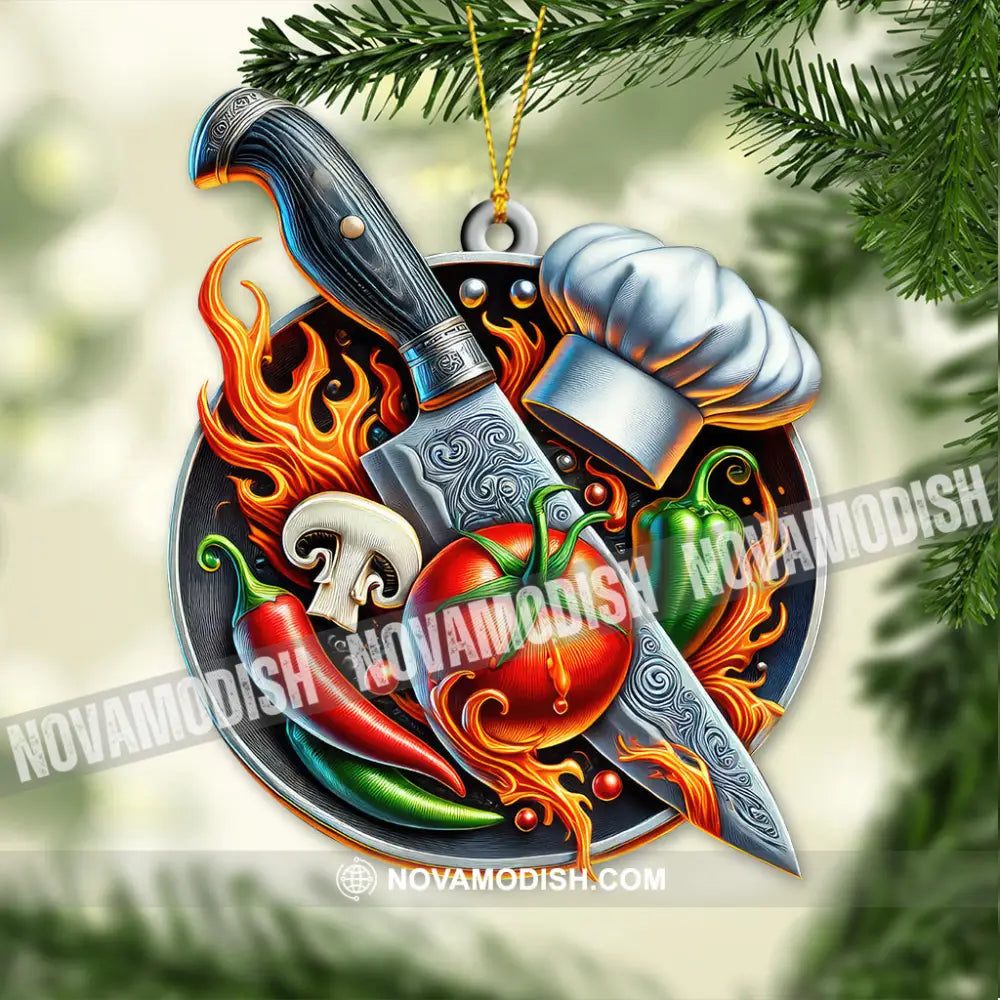 Custom Name Chef Ornament Christmas Gift For Cooking Lover