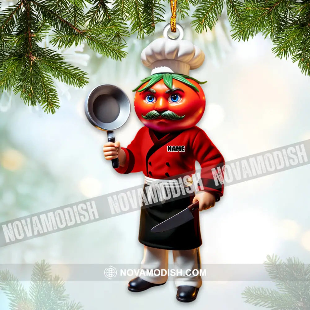 Custom Name Chef Ornament Christmas Gift For Cooking Lover