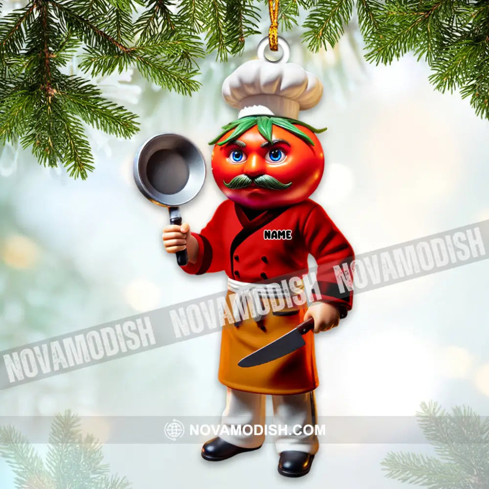 Custom Name Chef Ornament Christmas Gift For Cooking Lover