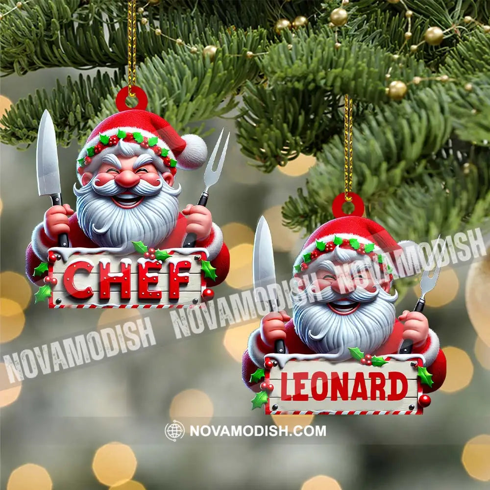 Custom Name Chef Ornament Santa Gift For Cooking Lover