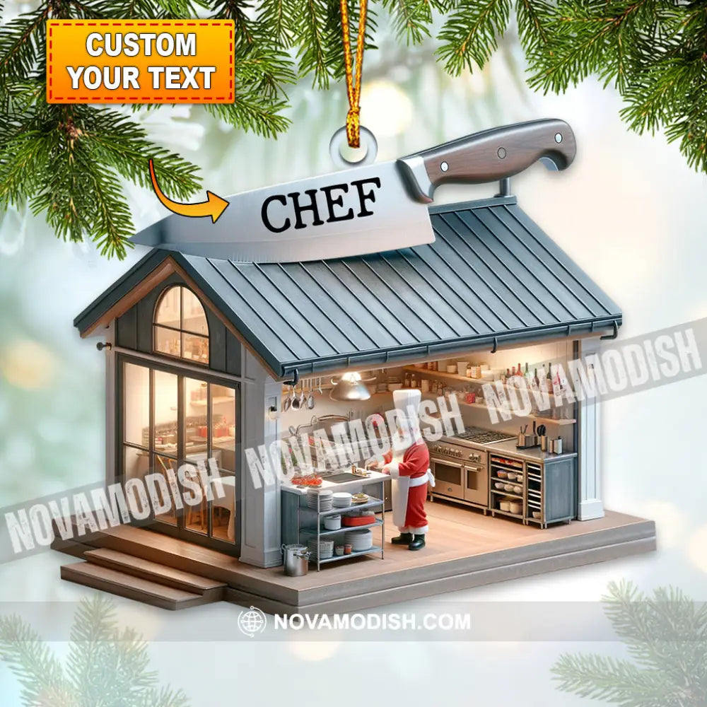 Custom Name Chef Ornament Santa Gift For Cooking Lover