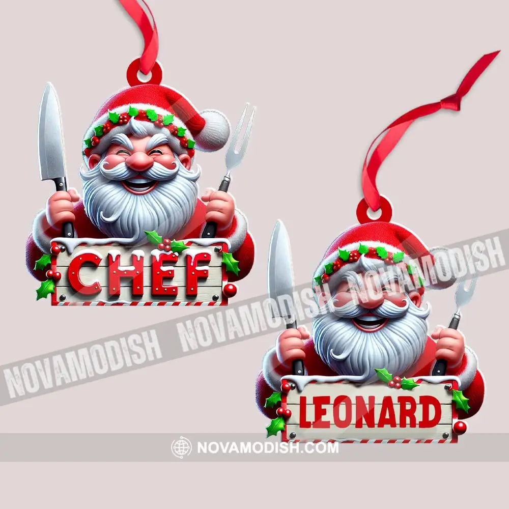 Custom Name Chef Ornament Santa Gift For Cooking Lover