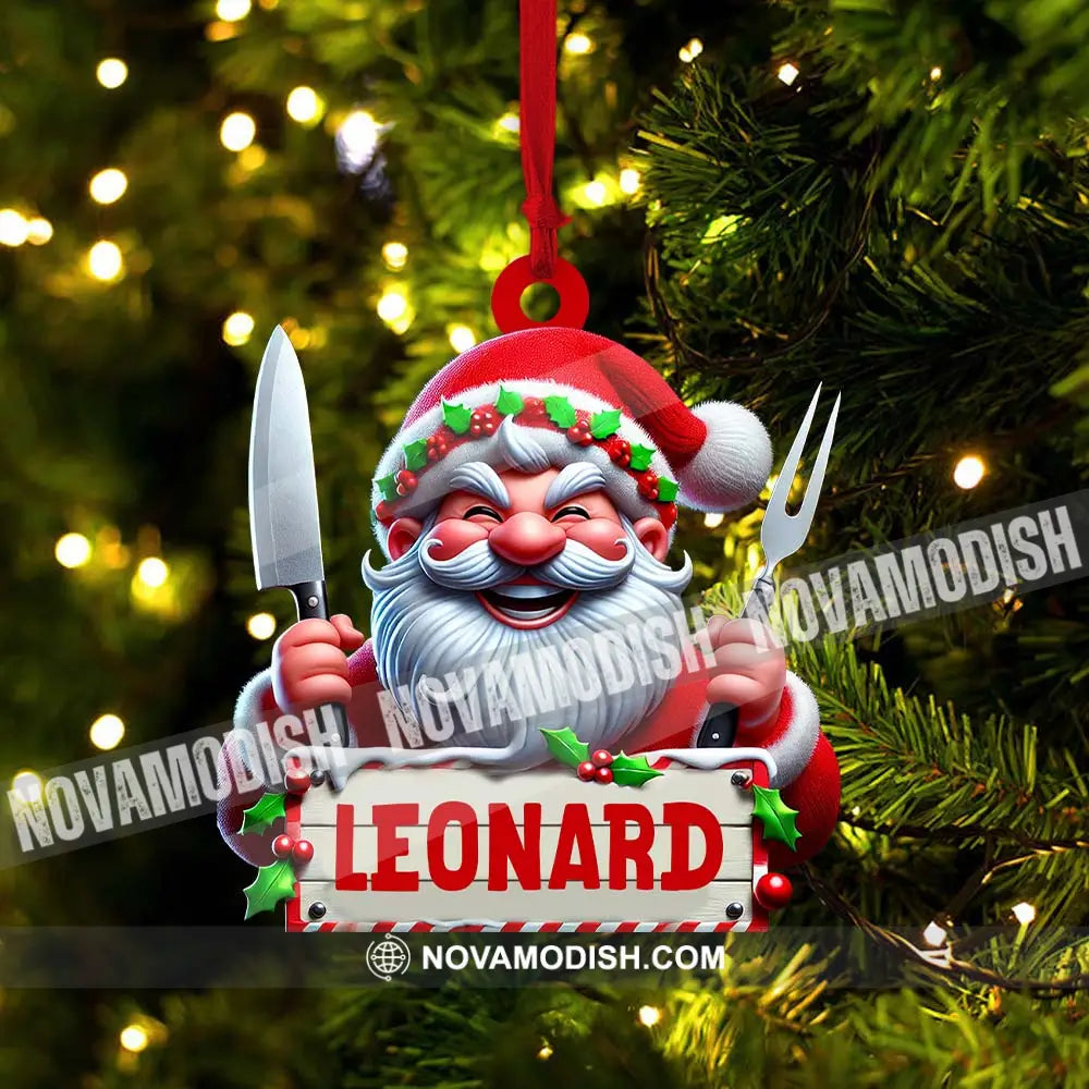 Custom Name Chef Ornament Santa Gift For Cooking Lover