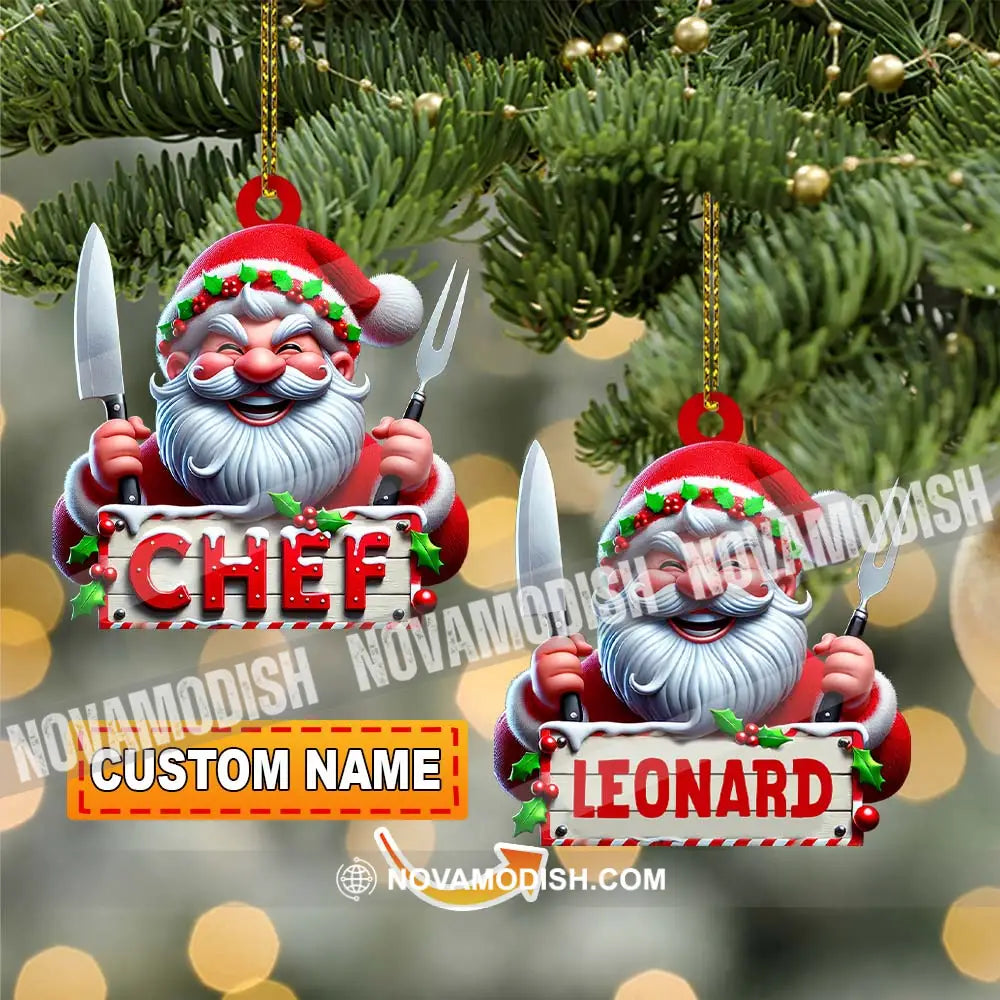 Custom Name Chef Ornament Santa Gift For Cooking Lover