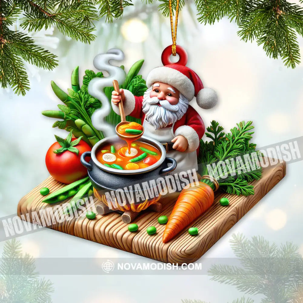 Custom Name Chef Santa Ornament Christmas Gift For Cooking Lover