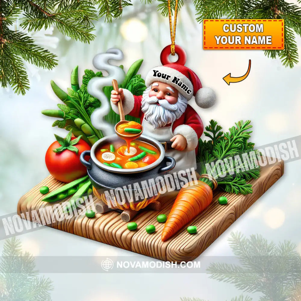 Custom Name Chef Santa Ornament Christmas Gift For Cooking Lover