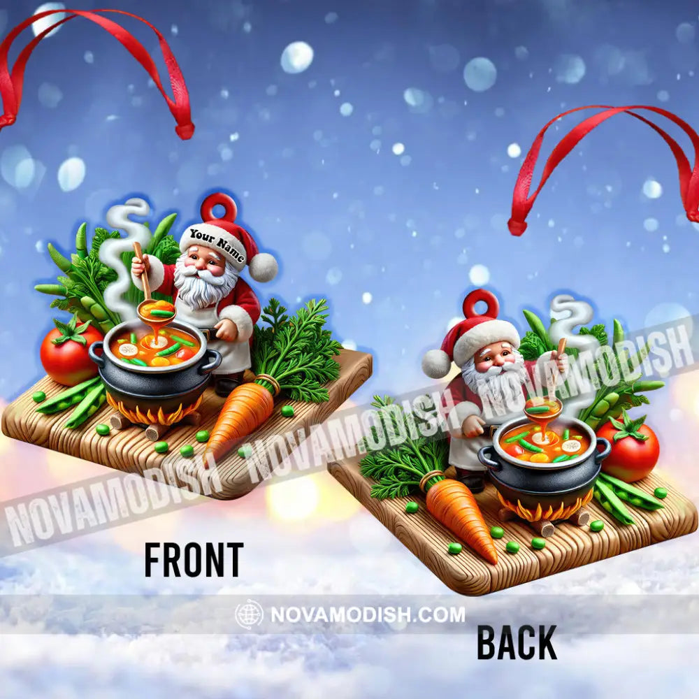 Custom Name Chef Santa Ornament Christmas Gift For Cooking Lover