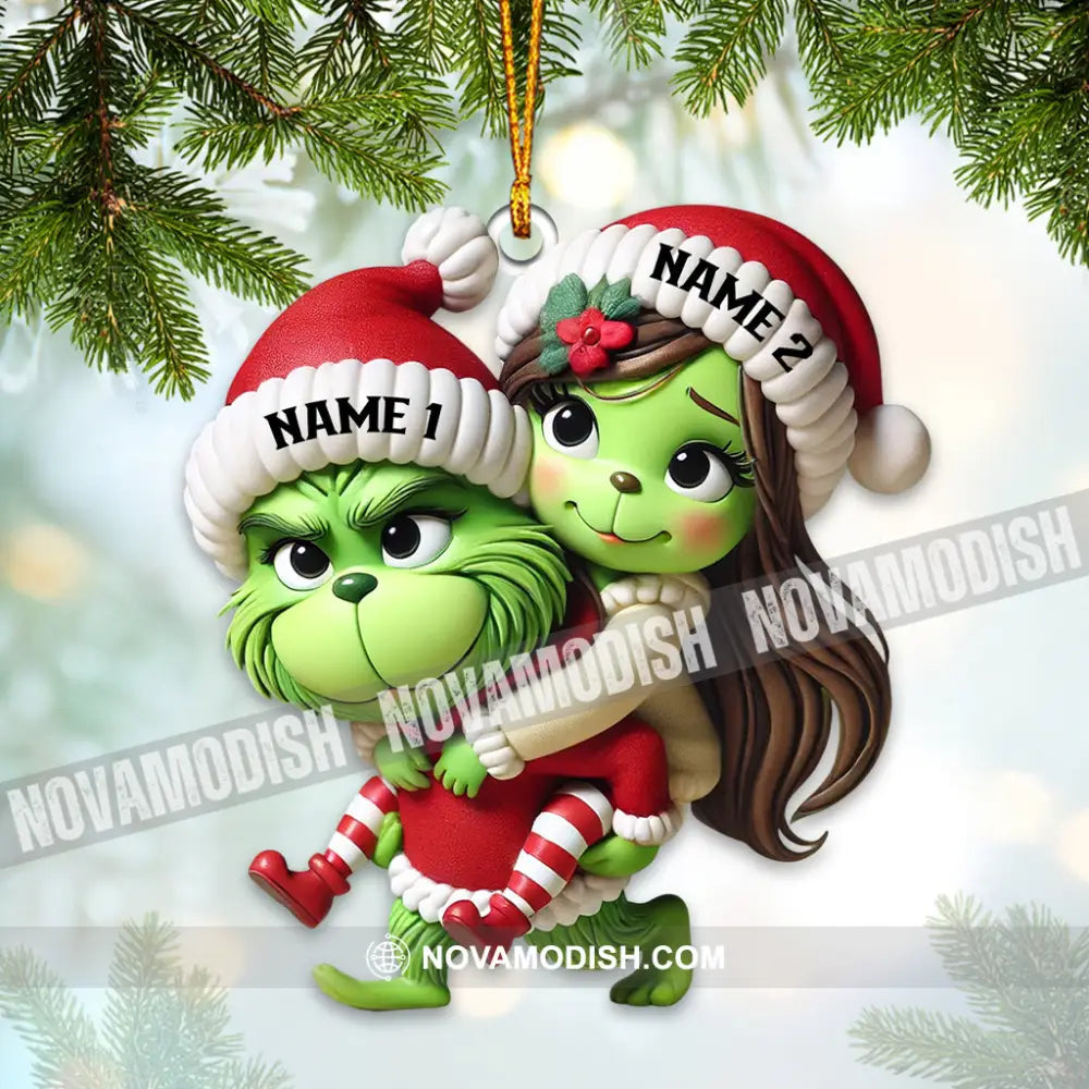 Custom Name Christmas Grinch Couple Ornament Lover Gift 3.54’’ / 1