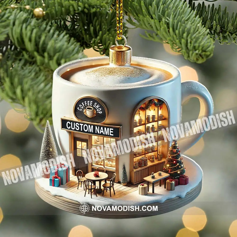 Custom Name Coffee Shop Ornament Christmas Decoration For