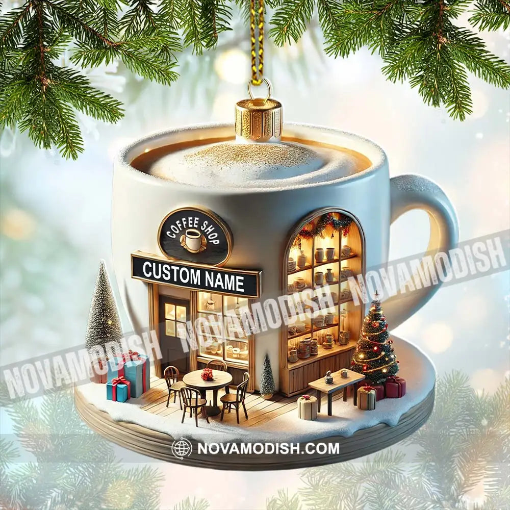 Custom Name Coffee Shop Ornament Christmas Decoration For 3.54’’ / 1