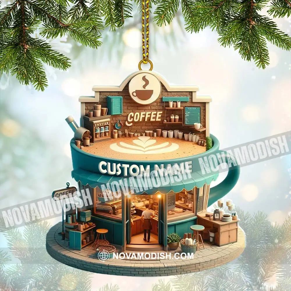 Custom Name Coffee Shop Ornament Christmas Decoration For 3.54’’ / 1