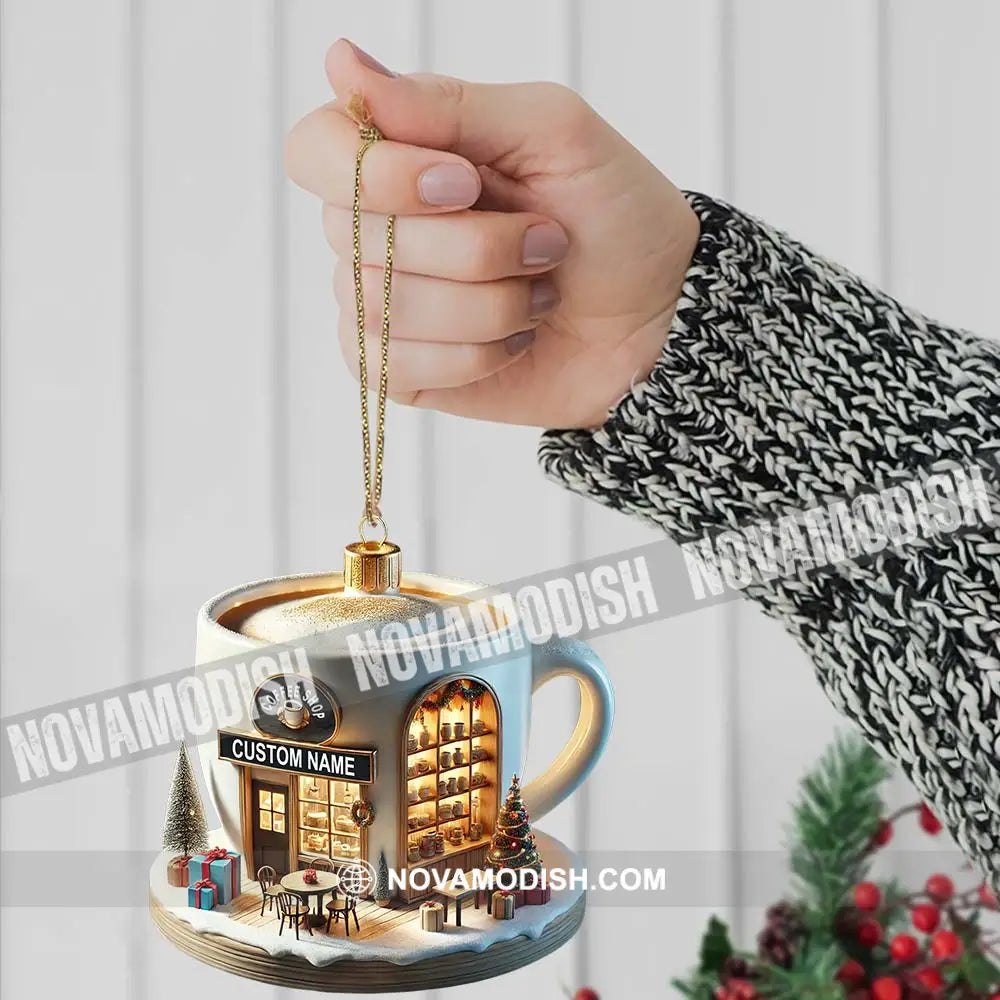 Custom Name Coffee Shop Ornament Christmas Decoration For