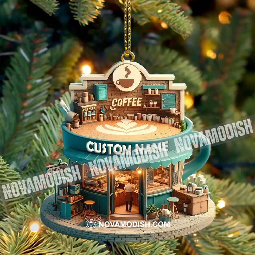 Custom Name Coffee Shop Ornament Christmas Decoration For