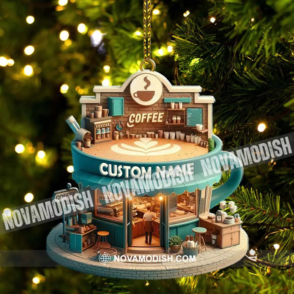 Custom Name Coffee Shop Ornament Christmas Decoration For