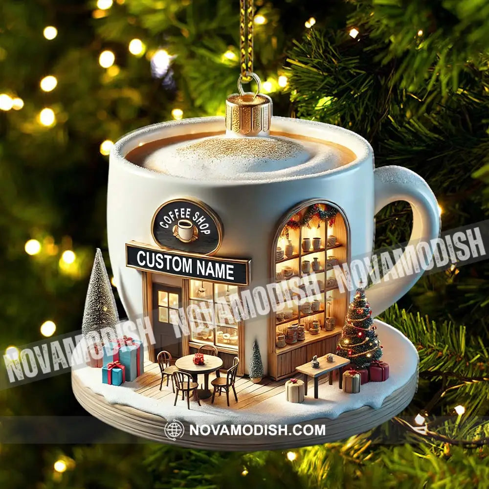 Custom Name Coffee Shop Ornament Christmas Decoration For