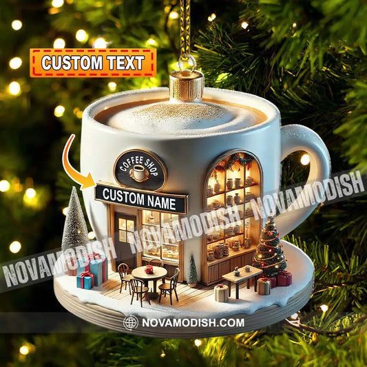 Custom Name Coffee Shop Ornament Christmas Decoration For