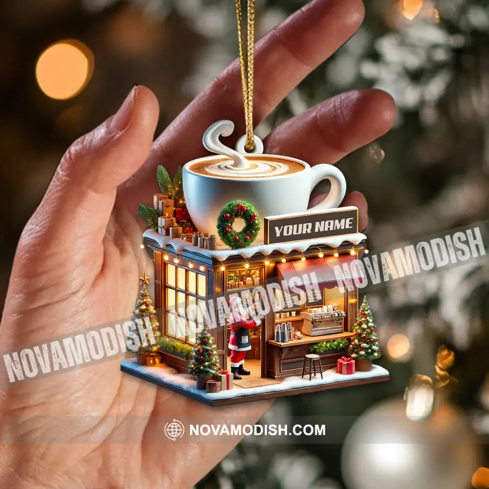 Custom Name Coffee Shop Ornament Love Christmas Gift