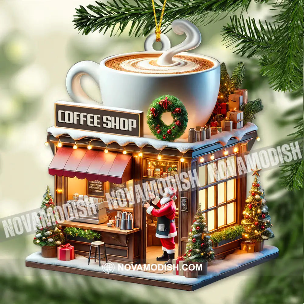 Custom Name Coffee Shop Ornament Love Christmas Gift 3.54’’ / 1