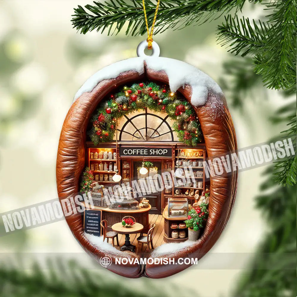 Custom Name Coffee Shop Ornament Love Christmas Gift 3.54’’ / 1