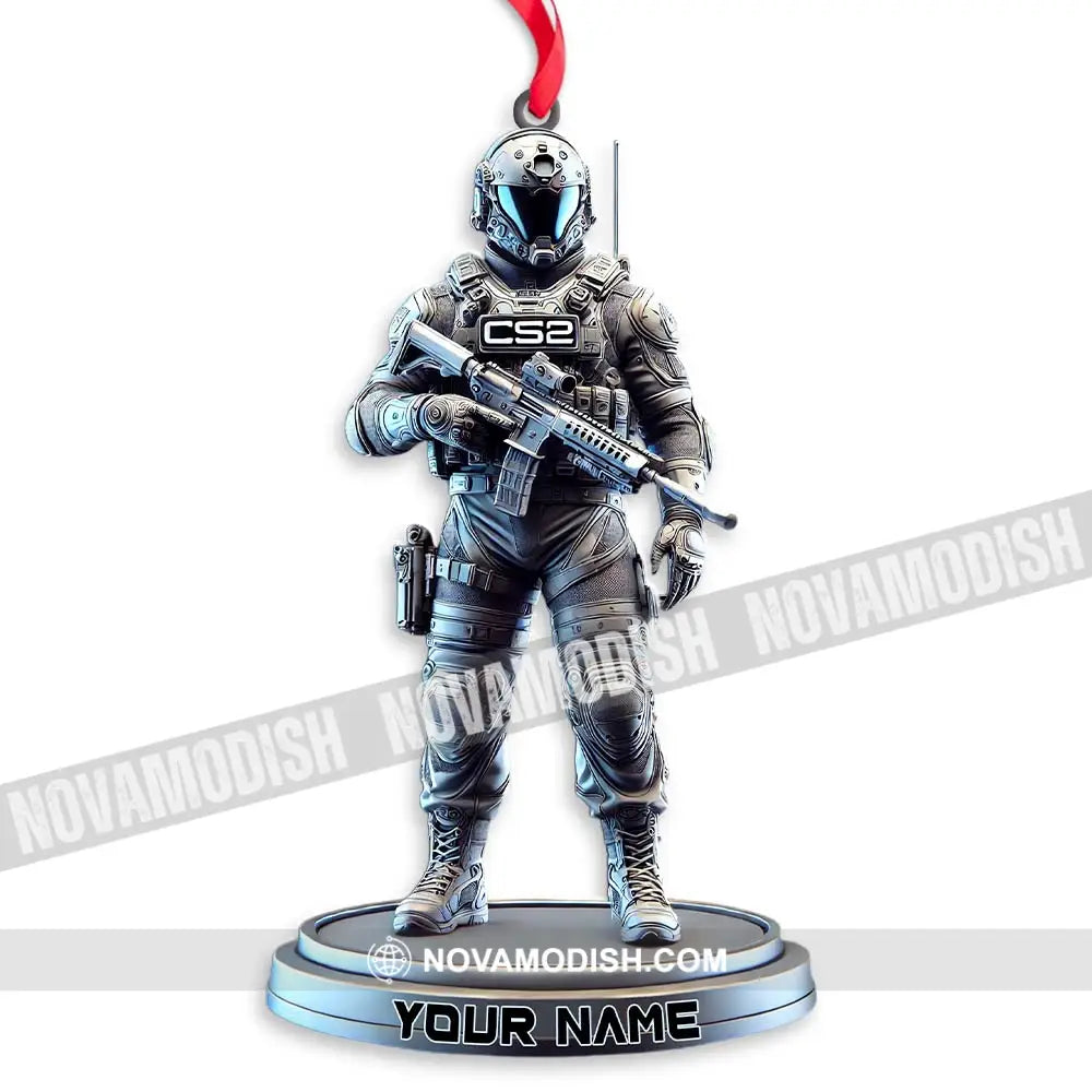 Custom Name Counter Strike Game Ornament Christmas Gift For Gamer 3.54’’ / 1