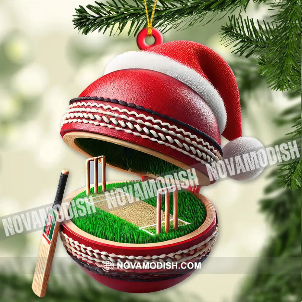 Custom Name Cricket Ball Ornament Christmas Gift For Lover 3.54’’ / 1