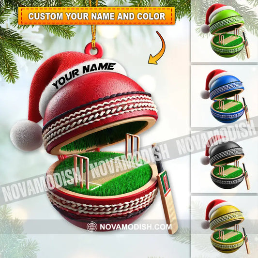 Custom Name Cricket Ball Ornament Christmas Gift For Lover