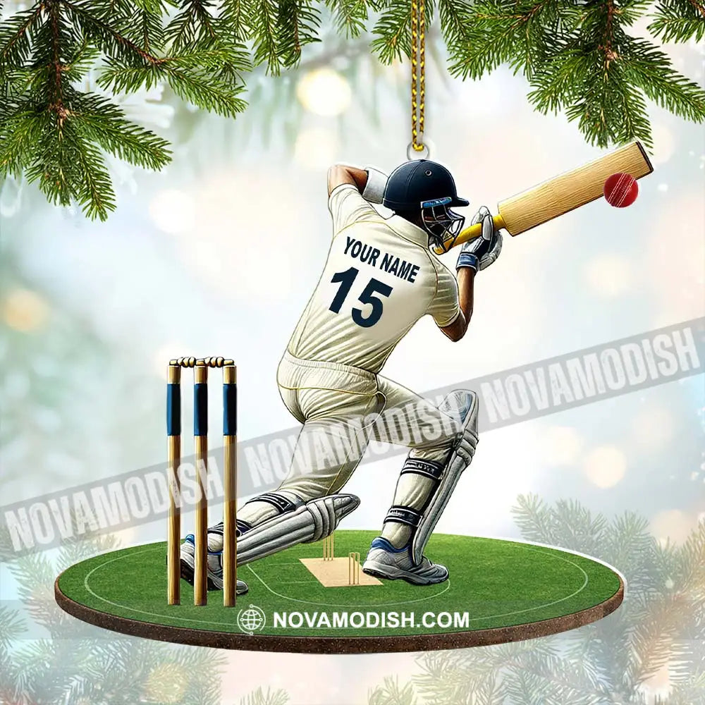 Custom Name Cricket Ball Ornament Lover Christmas Gift 3.54’’ / 1