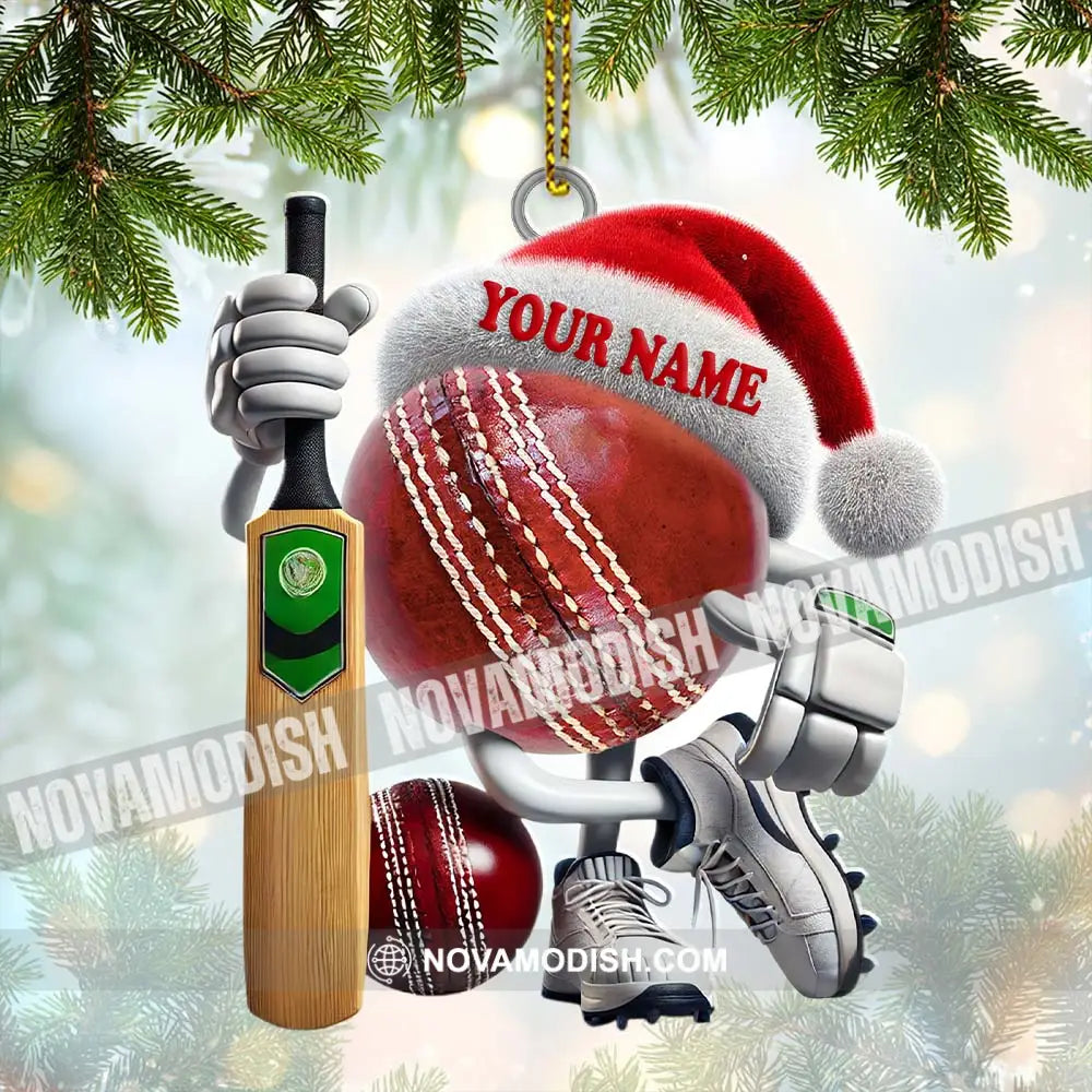 Custom Name Cricket Ball Ornament Lover Christmas Gift 3.54’’ / 1